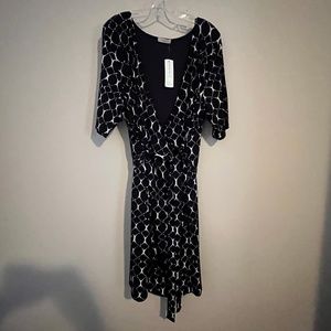 NWT Navy/White Gilli Faux Wrap Sheath Dress 2X